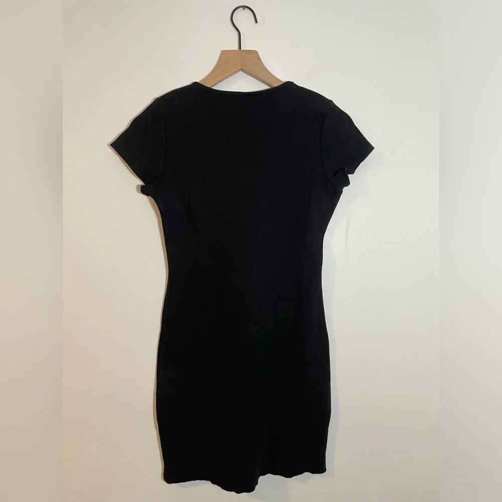 Princess Polly Organic Cotton Ribbed Classic Black Mini Dress Women’s Size 6 - Picture 2 of 7